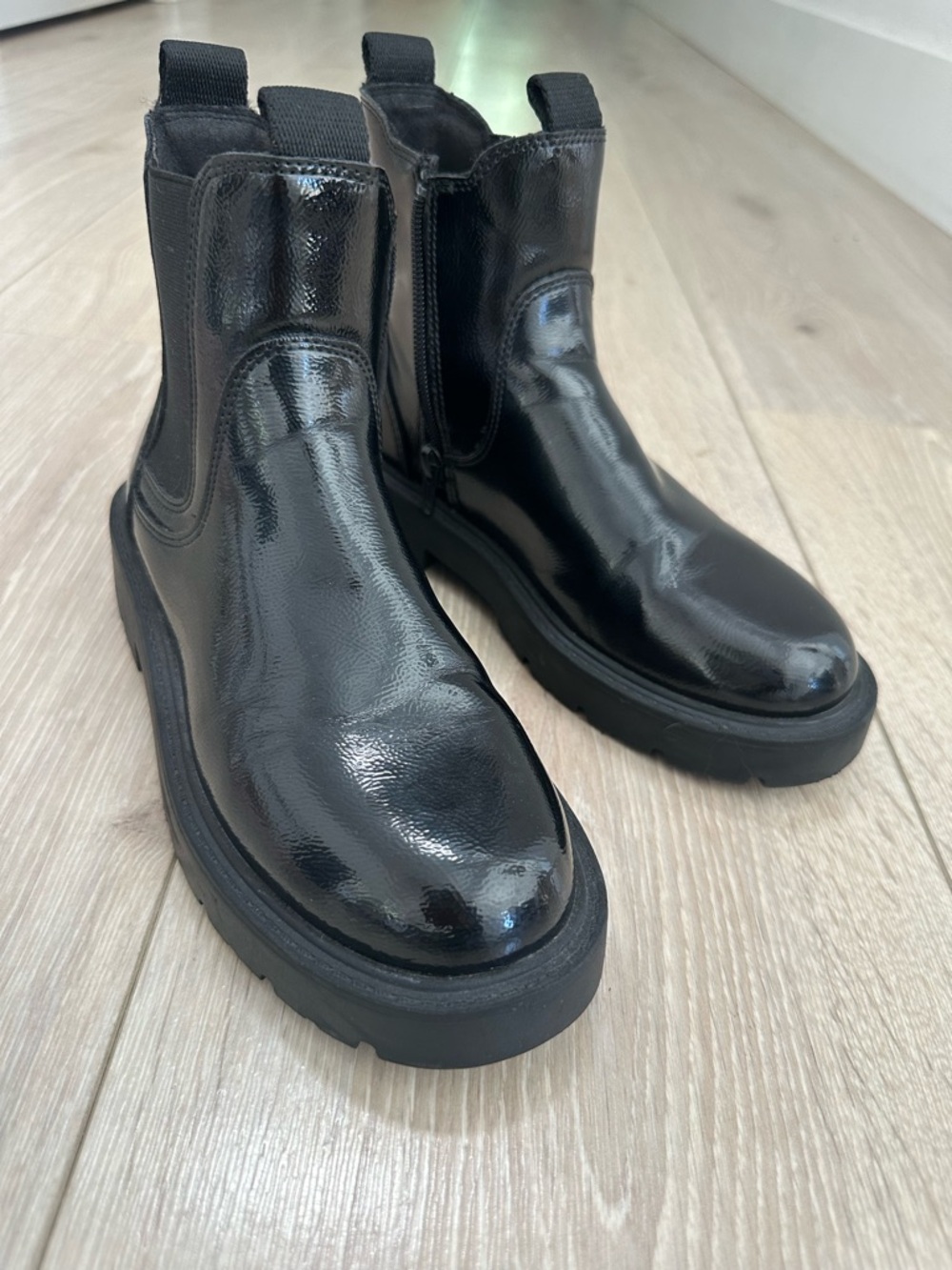 Zara Black Patent Chelsea Kids Boots